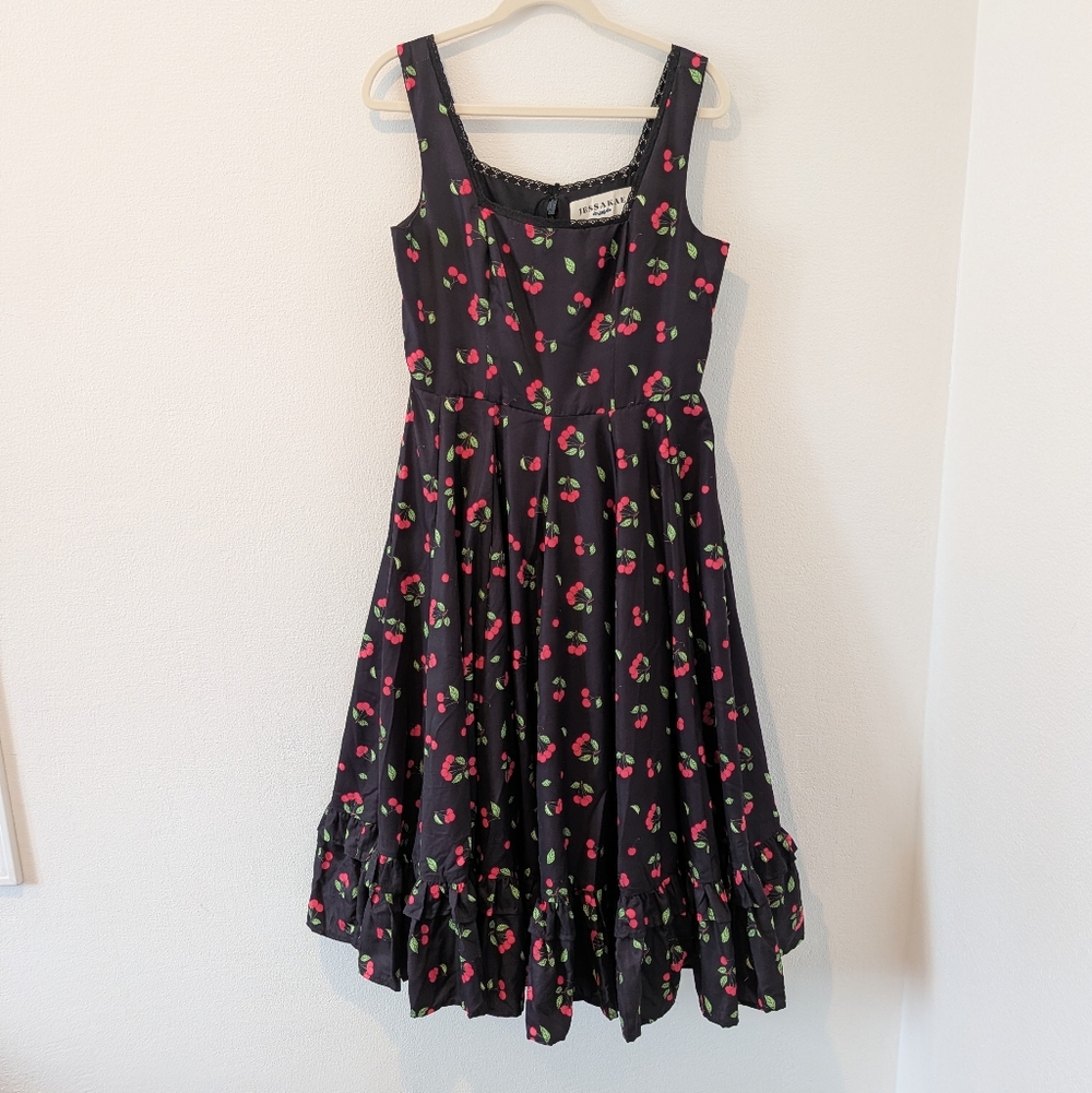 JessaKae Black Cherry "Cherryjam" Print Midi Dress